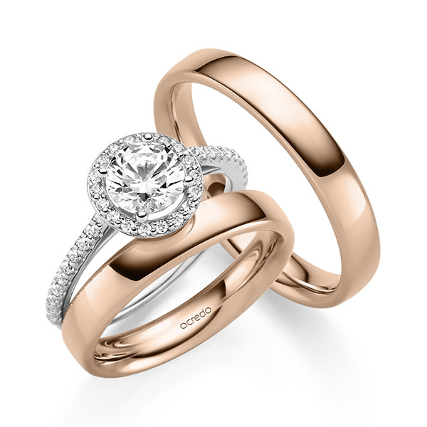 Tri-Set in Weißgold 585 mit 1 ct. + zus. 0,306 ct. Brillant tw, si von acredo