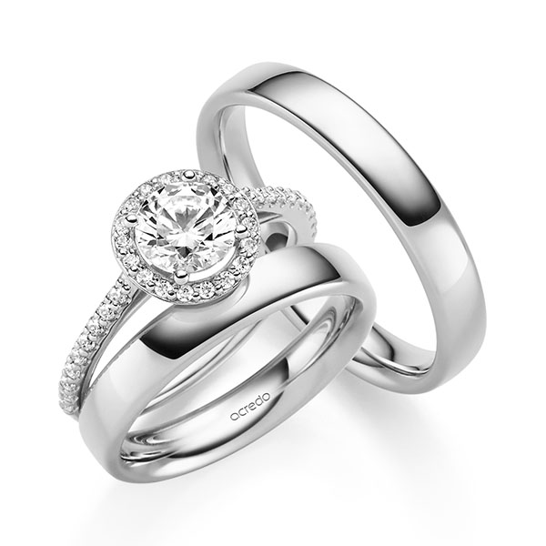 Tri-Set in Weißgold 585 mit 1 ct. + zus. 0,306 ct. Brillant tw, si von acredo - A-2430-5
