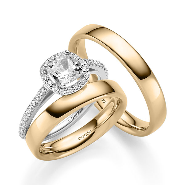 Tri-Set in Weissgold 585 mit 1 ct. + zus. 0,312 ct. tw, vs tw, si von acredo Tri-Set in Weissgold 585 mit 1 ct. + zus. 0,312 ct. tw, vs tw, si von acredo