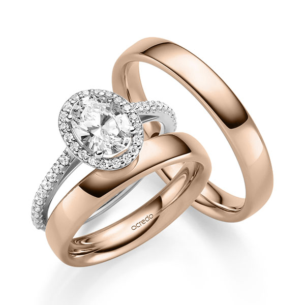 Tri-Set in Weißgold 585 mit 1 ct. + zus. 0,34 ct. tw, vs tw, si von acredo