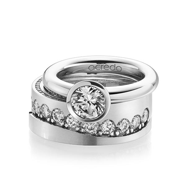 Tri-Set in Weissgold 585 mit 1 ct. + zus. 1,385 ct. Brillant tw, vs tw, si von acredo - A-1237-3 Tri-Set in Weissgold 585 mit 1 ct. + zus. 1,385 ct. Brillant tw, vs tw, si von acredo - A-1237-3