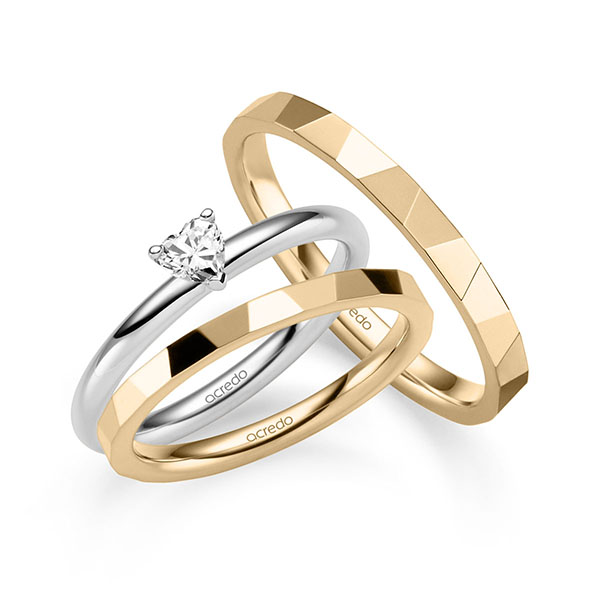 Tri-Set in Weißgold 585 mit zus. 0,2 ct. tw, vs von acredo