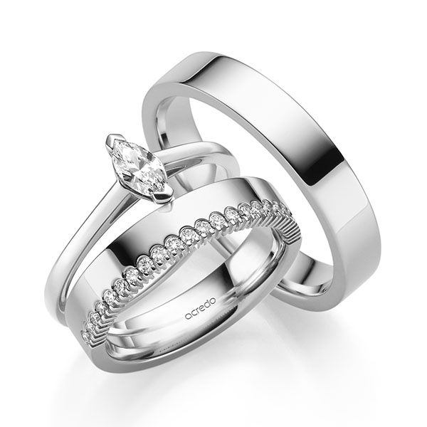 Tri-Set in Weißgold 585 mit zus. 0,41 ct. tw, vs tw, si von acredo