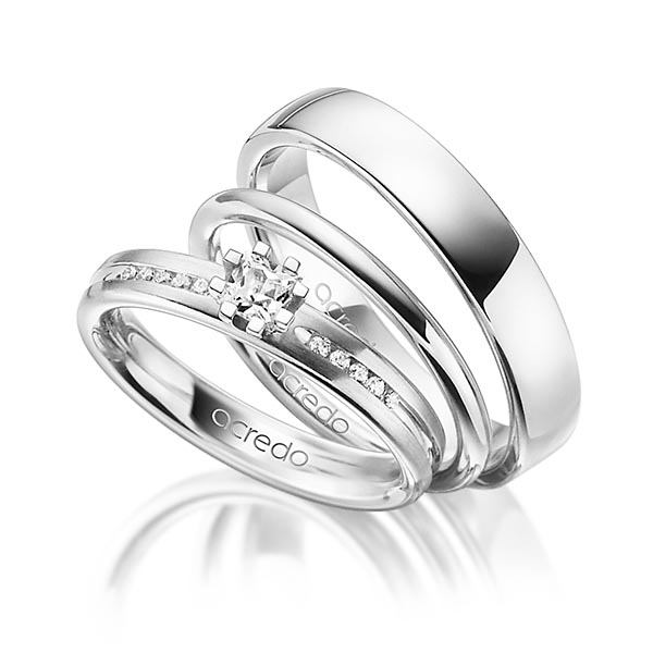 Tri-Set in Weißgold 585 Roségold 585 mit zus. 0,33 ct. Prinzess-Diamant tw, si von acredo - A-1428-1 Tri-Set in Weißgold 585 Roségold 585 mit zus. 0,33 ct. Prinzess-Diamant tw, si von acredo - A-1428-1