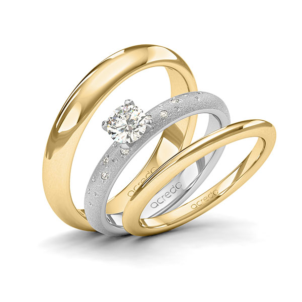 Tri-Set in witgoud 14 kt. met 0,4 ct. + in totaal 0,03 ct. Briljant tw/si van acredo