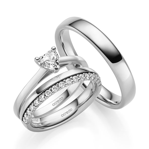 Tri-Set in witgoud 14 kt. met 0,4 ct. + in totaal 0,42 ct. tw,vs tw/si van acredo