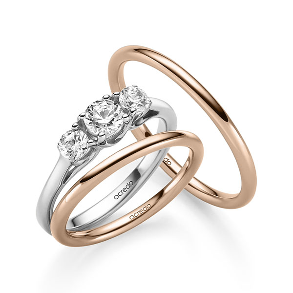 Tri-Set in witgoud 14 kt. met 0,4 ct. + in totaal 0,4 ct. Briljant tw/si van acredo