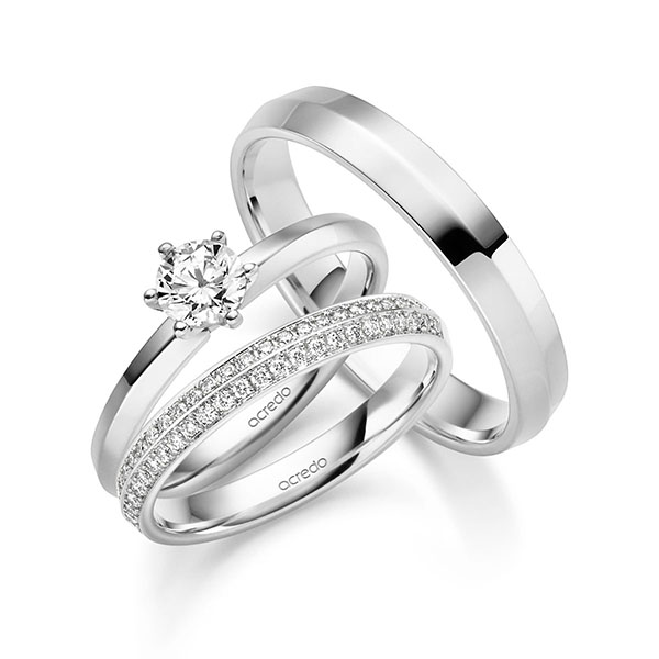 Tri-Set in witgoud 14 kt. met 0,5 ct. + in totaal 0,27 ct. Briljant tw/si van acredo