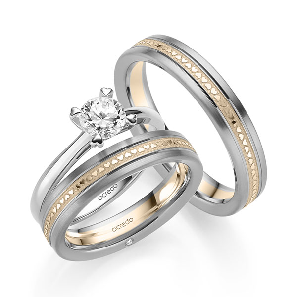 Tri-Set in witgoud 14 kt. met 0,7 ct. + in totaal 0,01 ct. Briljant tw/si van acredo