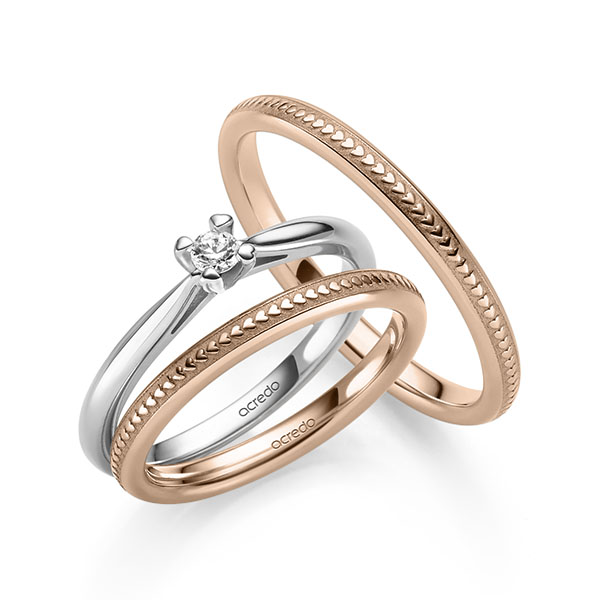 Tri-Set in witgoud 14 kt. met in totaal 0,1 ct. Briljant tw/si van acredo