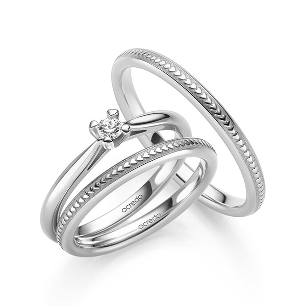 Tri-Set in witgoud 14 kt. met in totaal 0,1 ct. Briljant tw/si van acredo