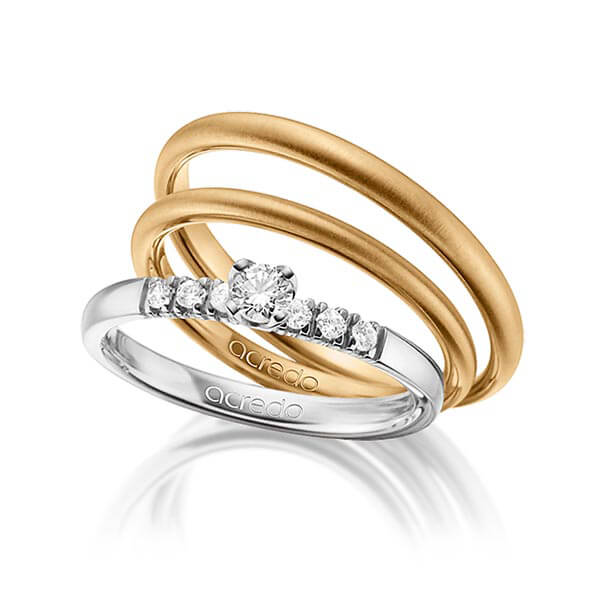 Tri-Set in witgoud 14 kt. met in totaal 0,27 ct. Briljanten tw/si van acredo