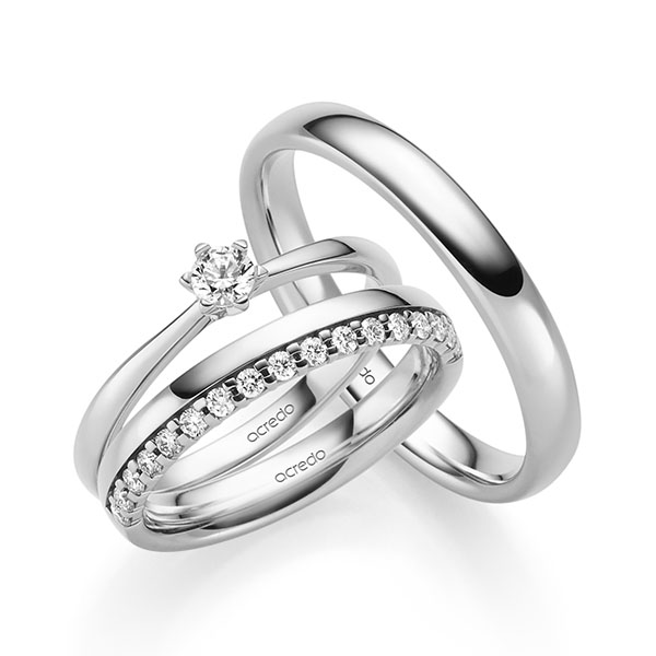 Tri-Set in witgoud 14 kt. met in totaal 0,405 ct. Briljant tw/si van acredo