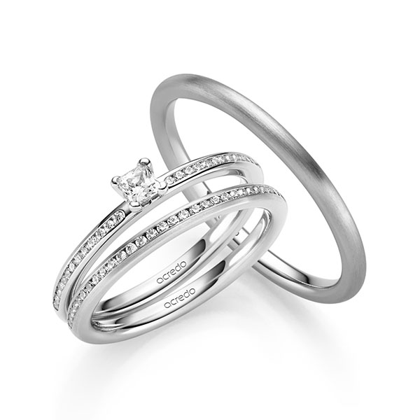 Tri-Set in witgoud 14 kt. met in totaal 0,425 ct. Briljant tw/si van acredo