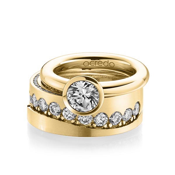 tri-set in Yellow gold 18K (750/1000) with 1 ct. + in total 1,385 ct. brilliant tw,vs tw,si by acredo - A-1237-12 tri-set in Yellow gold 18K (750/1000) with 1 ct. + in total 1,385 ct. brilliant tw,vs tw,si by acredo - A-1237-12