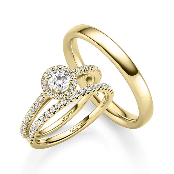 Triset in Gelbgold 585 mit 0,3 ct. + zus. 0,518 ct. Brillant tw, vs tw, si von acredo - A-2427-2 Triset in Gelbgold 585 mit 0,3 ct. + zus. 0,518 ct. Brillant tw, vs tw, si von acredo - A-2427-2