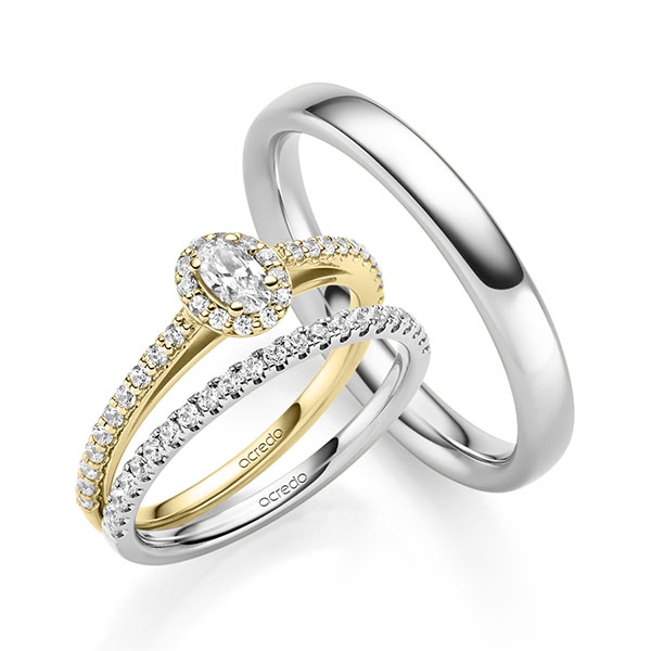 Triset in Gelbgold 585 mit zus. 0,704 ct. Brillant tw, vs tw, si von acredo