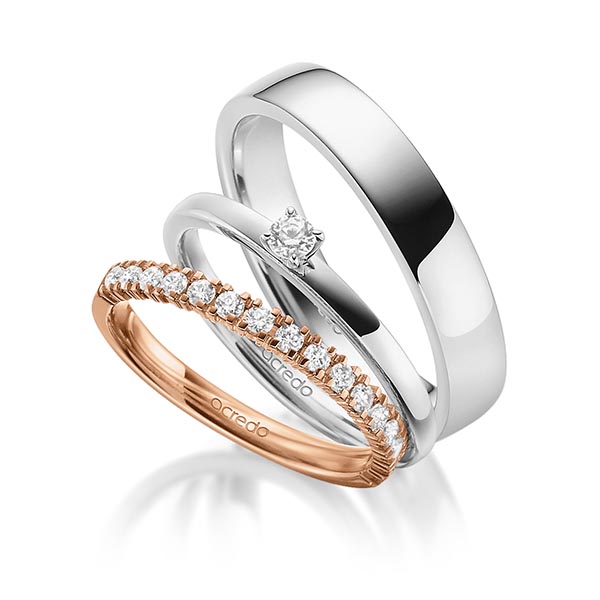 Triset in roodgoud 14 kt. half gezet met in totaal 0,45 ct. Briljant tw,vs tw/si van acredo - A-1880-3