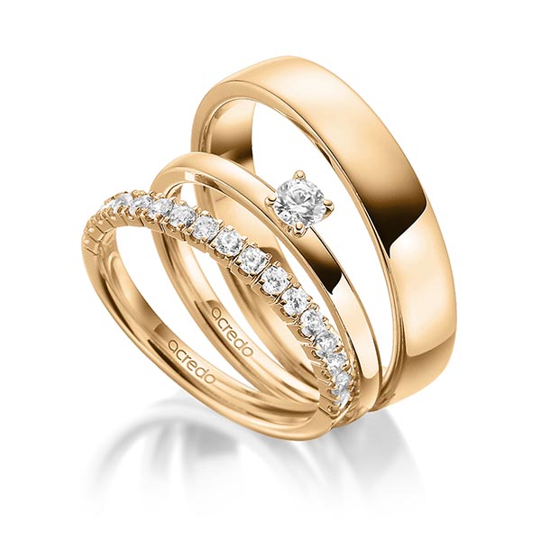 Triset in Roségold 585 halbausgefasst mit zus. 0,52 ct. Brillant tw, vs tw, si von acredo - A-1896-2 Triset in Roségold 585 halbausgefasst mit zus. 0,52 ct. Brillant tw, vs tw, si von acredo - A-1896-2