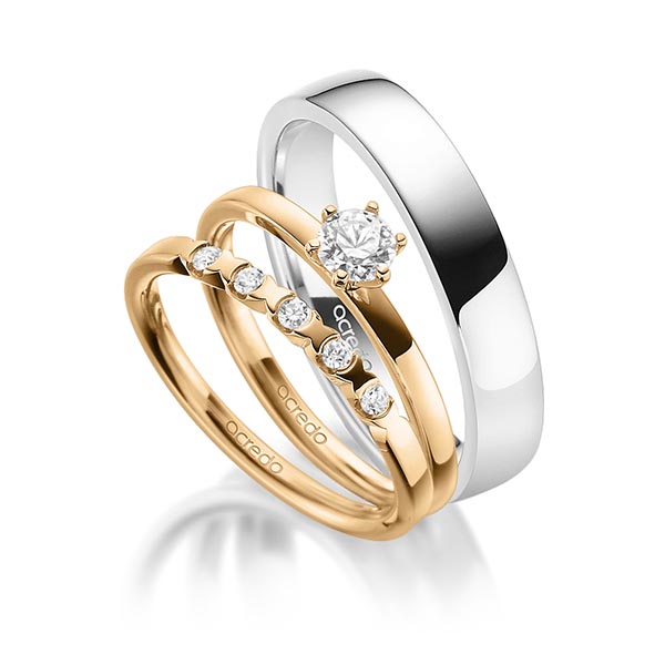 Triset in Roségold 585 mit 0,3 ct. + zus. 0,1 ct. Brillant tw, vs von acredo - A-1886-2 Triset in Roségold 585 mit 0,3 ct. + zus. 0,1 ct. Brillant tw, vs von acredo - A-1886-2