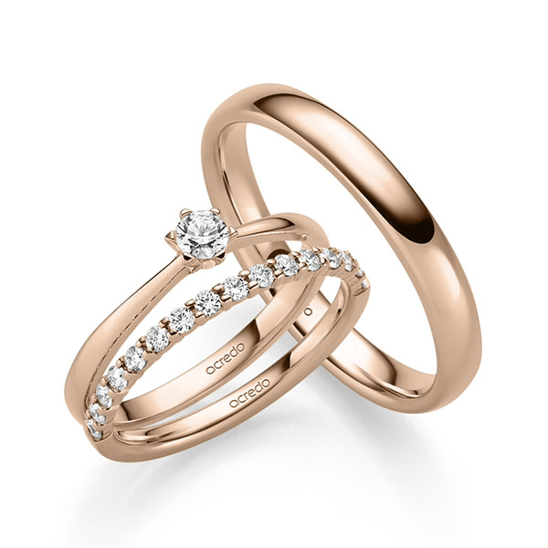 Triset in Rotgold 585 mit zus. 0,47 ct. Brillant tw, si von acredo Triset in Rotgold 585 mit zus. 0,47 ct. Brillant tw, si von acredo