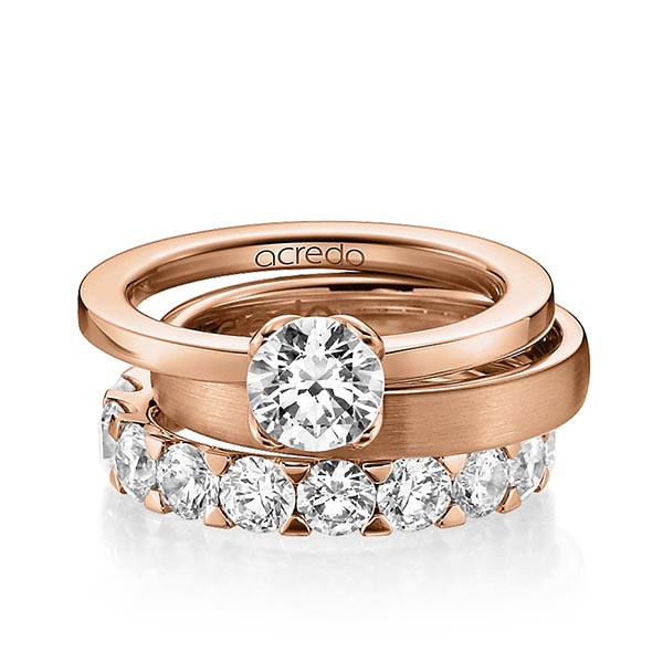 Triset in Rotgold 750 mit 1 ct. + zus. 3,04 ct. Brillant tw, vs von acredo - A-1226-7 Triset in Rotgold 750 mit 1 ct. + zus. 3,04 ct. Brillant tw, vs von acredo - A-1226-7