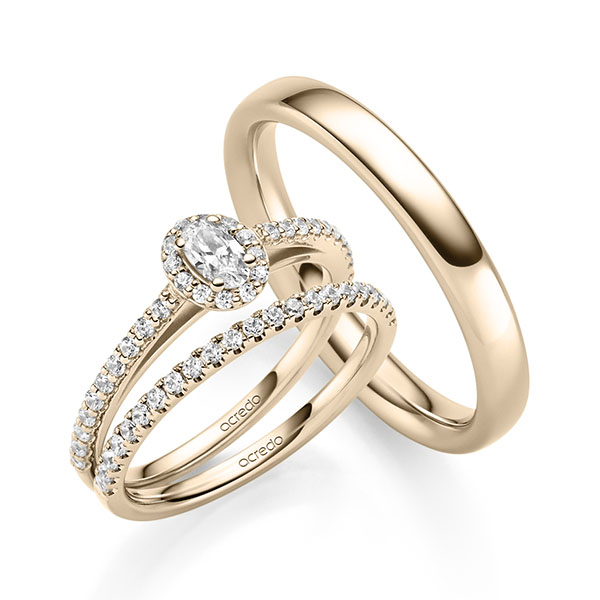 Triset in Signature Goud 585 met in totaal 0,704 ct. Briljant tw,vs tw/si van acredo