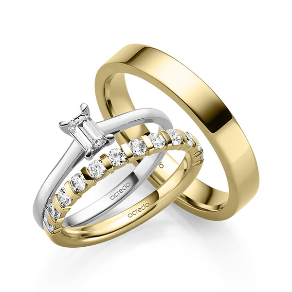 Triset in Weißgold 585 mit 0,4 ct. + zus. 0,6 ct. Brillant tw, vs von acredo