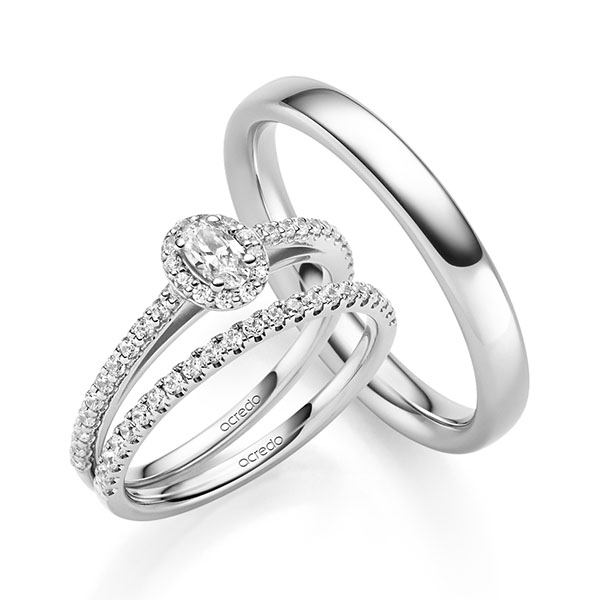 Triset in Weissgold 585 mit zus. 0,704 ct. Brillant tw, vs tw, si von acredo - A-2426-1