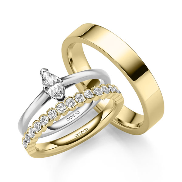 Triset in Weißgold 585 mit zus. 0,71 ct. Brillant tw, vs tw, si von acredo