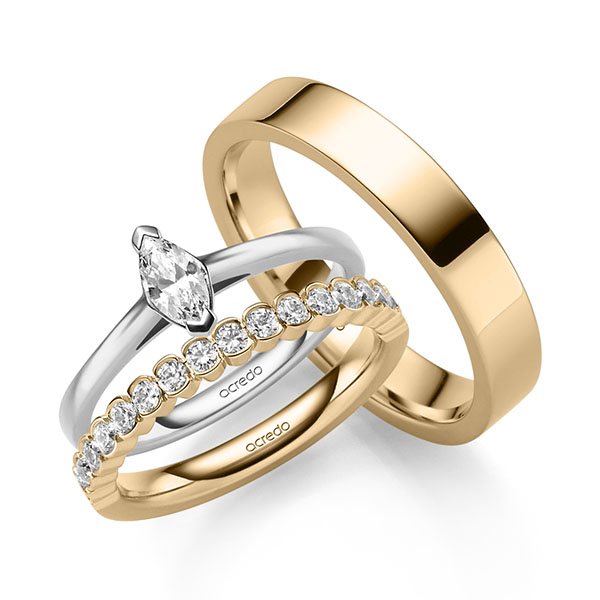Triset in Weissgold 585 mit zus. 0,71 ct. Brillant tw, vs tw, si von acredo