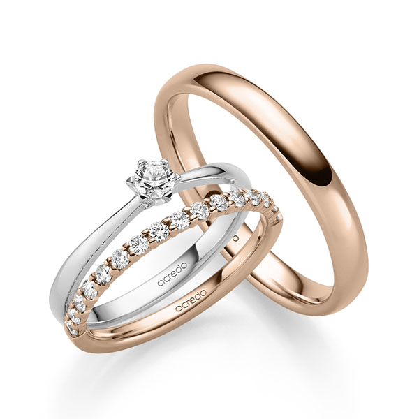 Triset in witgoud 14 kt. met in totaal 0,47 ct. Briljant tw/si van acredo