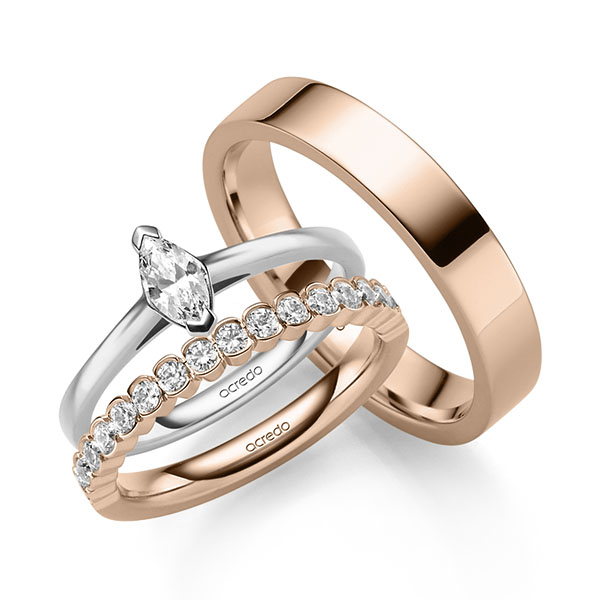 Triset in witgoud 14 kt. met in totaal 0,71 ct. Briljant tw,vs tw/si van acredo
